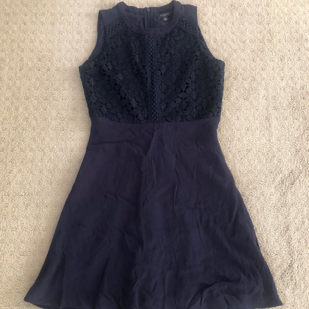 Ann Taylor Women's Navy Blue Skater Dress 0P